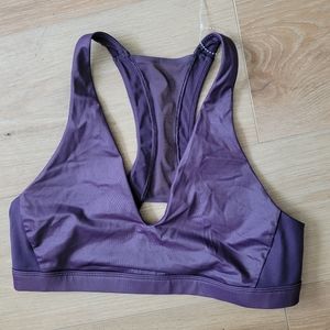 Victoria Secret Purple Satin Plunge Sport Bra L
